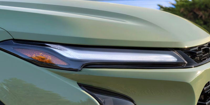 The headlight detail of the 2025 Chevrolet Trax in Bakersfield, CA