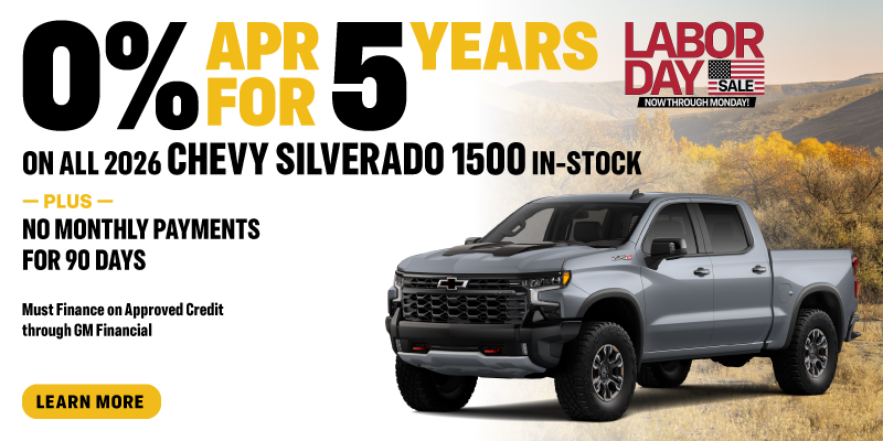0% APR for 5 Years On All 2026 Chevy Silverado 1500 In-Stock